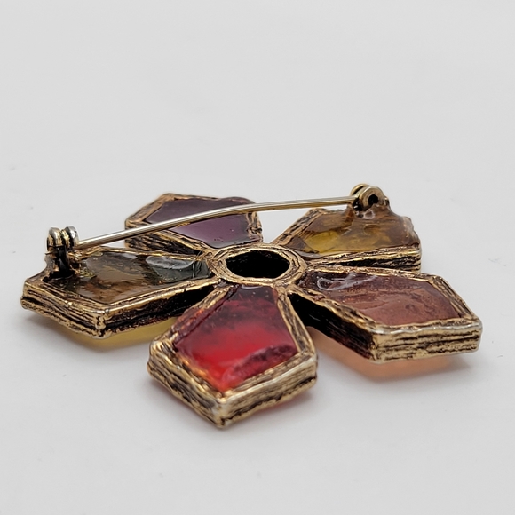 Coro | Vintage Venetian Glow Star Stained Glass Brooch - Picture 4 of 6